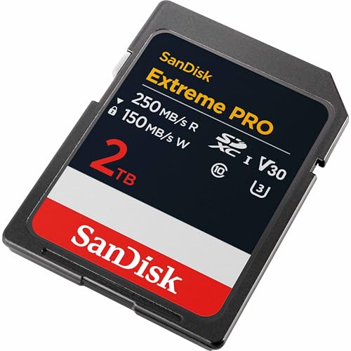 Image of SANDISK 2TB Extreme PRO SDXC UHS-I Memory Card - Up to 250MBs - C10, U3, V30, 4K UHD, SD Card - SDSDXXD-2T00-GN4IN
