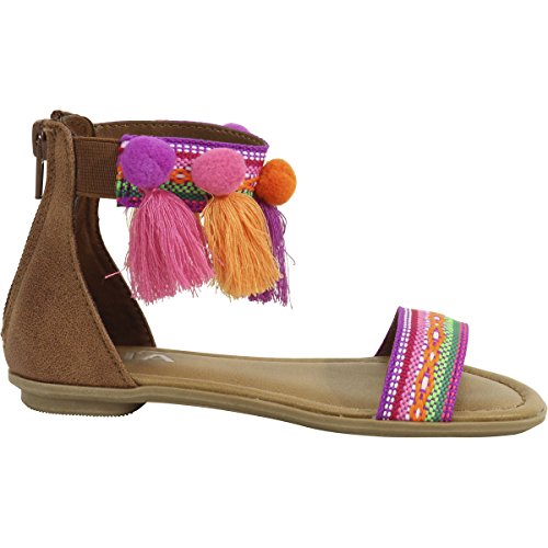 MIA Kids Little Girl's Suri Wheat Nova Suede Pom Pom Sandals Shoes Sz: 14