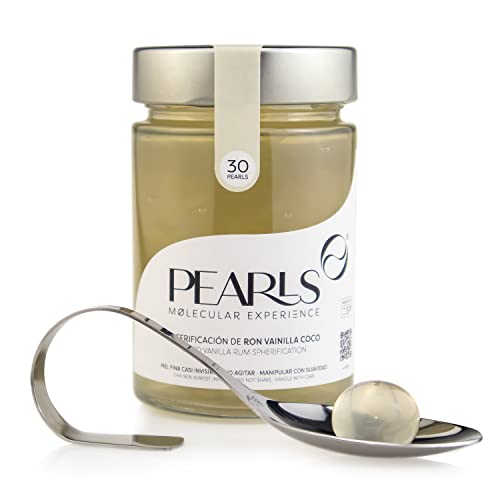 Pearls de Ron Vainilla Coco (30 unid.). Esferificaciones Premium listas para degustar. Descubre la Coctelería Molecular. Una explosión de sabor y sensaciones. Cocina molecular. Productos Gourmet.