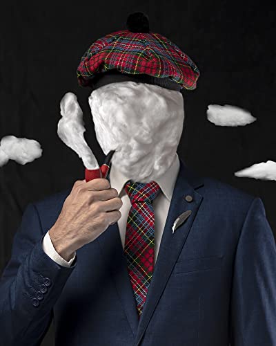 Image of Scottish Tam O' Shanter Hat Tartan Bonnet Pom Pom Wool Flat Cap One Size