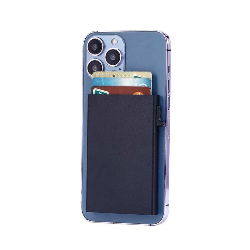 Minimalist RFID Blocking Card Holder Wallet, Slim Aluminum Design with Quick Access Pull Tab (Black, Brown, Gold, Red, Blue, White)4