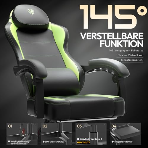 Sedia per il gaming, con cuscino, ergonomica, dotata di supporto lombare, in pelle sintetica PU, schienale largo, 150 kg, colore grigio chiaro - Sedia gaming - Immagine 4
