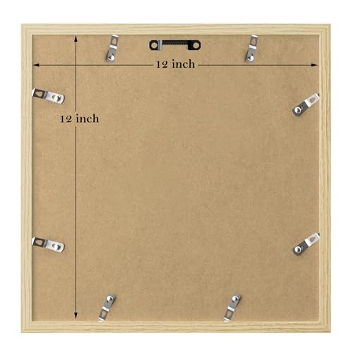 eletecpro 12x12 Picture Frames Set of 9 with Mat for 8x8 Photos or without Mat for 12x12, Square Gallery Wall Decor Collage for Picture Display, Natural Frame Set for Wall Hanging