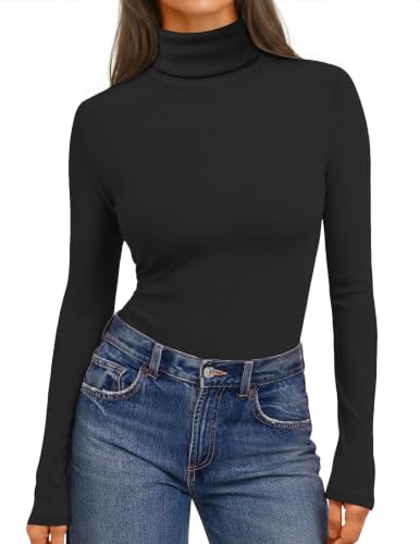 Ekouaer Women's Turtleneck Long Sleeve Tops Soft Fit Winter Clothes Black M - image 1