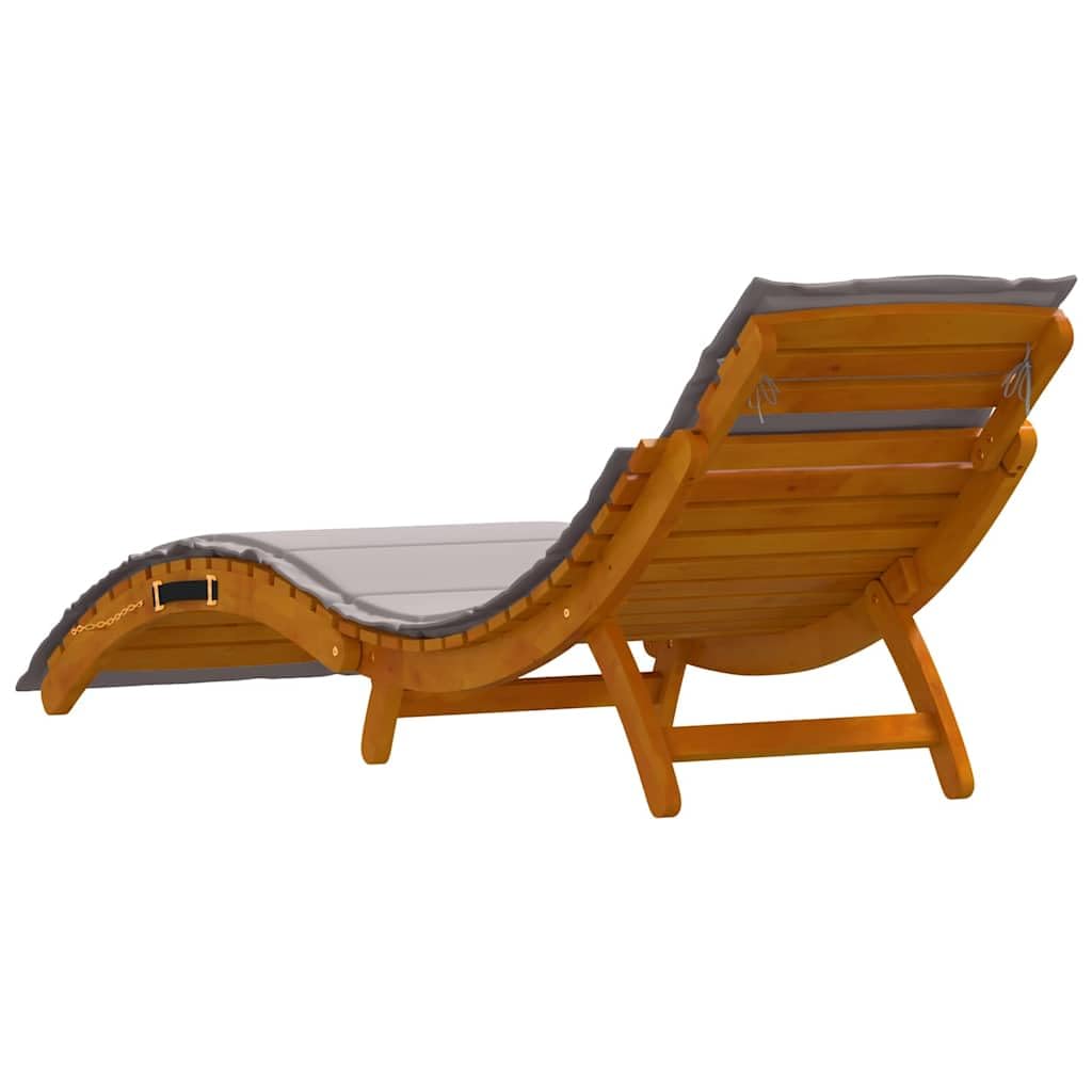 Leżak do opalania z poduszką, 2 szt., drewno taupe, lite drewno akacjowe, regulowany leżak relaksacyjny do ogrodu, na taras, balkon, basen, plażę, kemping, wellness