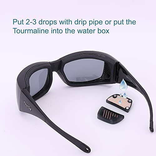 Image of Dry Eyes Relief Eyeglasses, Rectangular Polarized Sunglasses, UV Protection, Moisture Chamber Glasses for Men /Women Outdoor (Black)