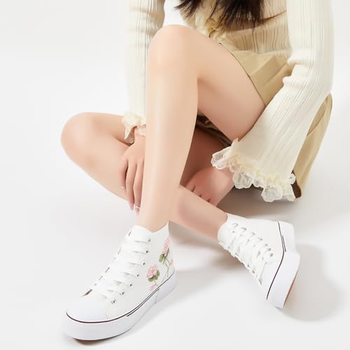 Image of hash bubbie High Top Canvas Sneakers Fashion Walking Shoes | high tops non slip on walking breathable casual comfortable lace up tennis shoes