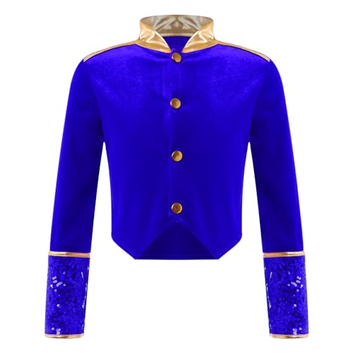 Drum Majorette Uniform Jacket Kids Circus Marching Band Fancy Dress Sequins Dressy Coat