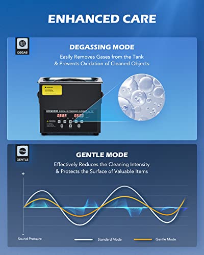 Creworks SX-DUCBK03US 3L Digital Ultrasonic Cleaning Machine With Degas And Gentle Mode, 120W Ultrasonic Cleaner Machine With Heater And Timer thumb #3