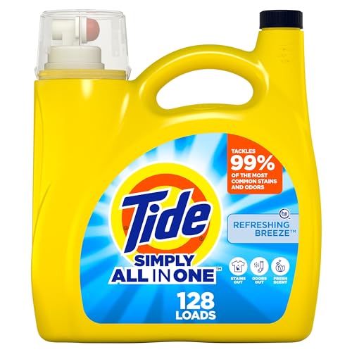 Tide Simply All-In-One Liquid Laundry Detergent, Refreshing Breeze Scent, 128 Loads, 168 fl oz by Tide - Used condition - US$12.76