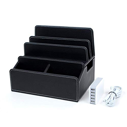 MobileVision Charging Station Executive Stand w/Extension Dock & Desktop Organizer for Smartphones & Tablets Includes USB Port Charger
