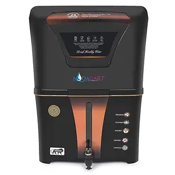 AquaDart RO Water Purifier With UV+UF+TDS+Active Copper and Taste Adjuster, Wall or Countertop Installation, 12L Storage Black
