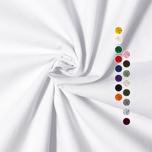 White Polyester Cotton Fabric 60 Inch x 1 Yard - Soft Lightweight Durable for Apparel
