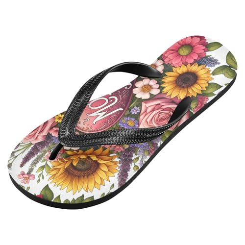Burbuja Mothers Day with Flowers Flip Flops for Women Men, Soft Thong Sandals Rubber Slippers for Pool Beach Essentials2