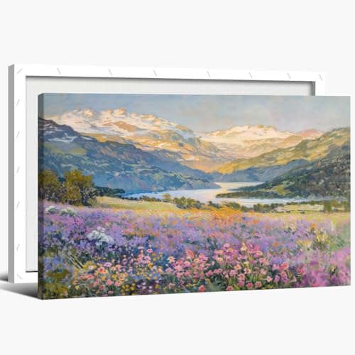 Trendy Canvas Print Wall Art Vintage Boho Blooming Valley Wildflower