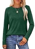 Picture of WIHOLL Womens Long Sleeve Shirts Casual Basic Plain T Shirts Outdoors Stretchy Green S