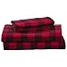 Stone & Beam Rustic Buffalo Check Soft and Breathable Flannel Yarn-Dyed Sheet Set, Queen, Red and Black