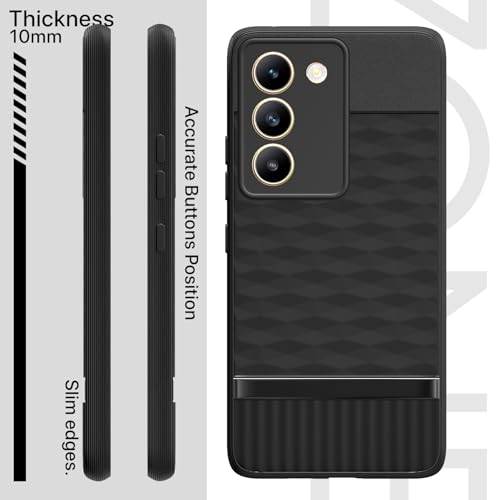 Image of Pikkme Back Cover for Vivo T3 5G / Vivo Y200e 5G Camera Protection 3D Hexa Cube Design Silicone Protective Bumper Case (Black)