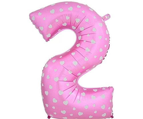 Image of AMFIN 17 inch 2 Number Foil Balloon, Birthday Decoration Items [Helium Supported] - Pink