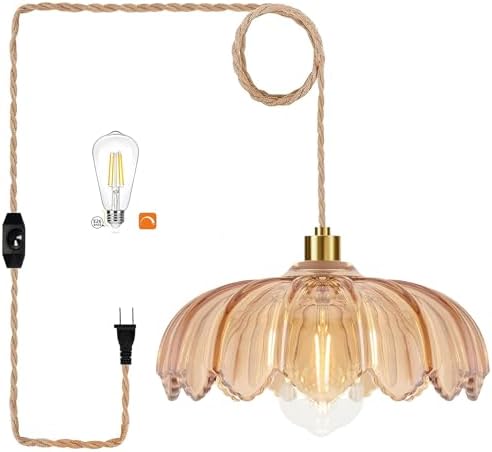 QIYIZM Plug in Pendant Light Hanging Lights with in Cord Mid Cent...