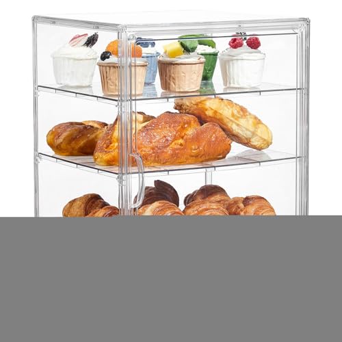 Caja Transparente,Estuche de Exhibición de Alimentos de 4 Capas para Pan | Organizador de Almacenamiento Acrílico para Pasteles, Muffins, Galletas, Sándwiches, Bagels, Cocina, Despensa, Mostrador,