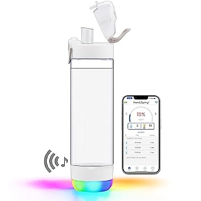 HANDYSPRING - Smart Water Bottle with Reminder to Drink Water - Lights and Sound (switchable) Spout Hydrate Glow Bottle 26 oz, Track Your Sips, Smart Hydration Reminder clear water bottle (white)