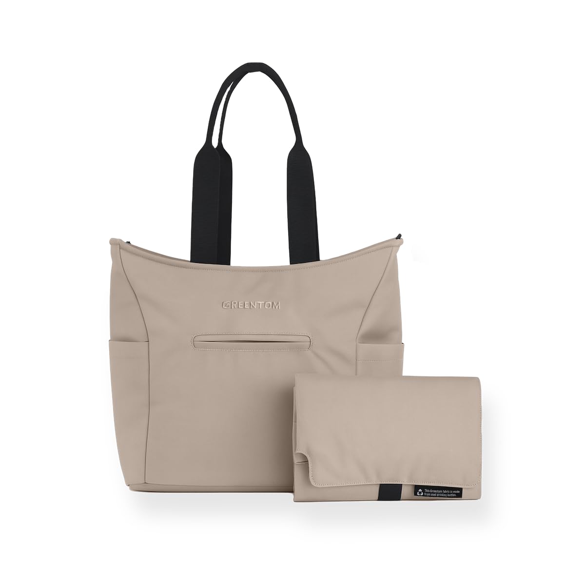Greentom Diaper Bag, Dune, 35 x 35 x 15 cm, Simple diaper bag with changing mat (including multiple pockets and bottle holder)