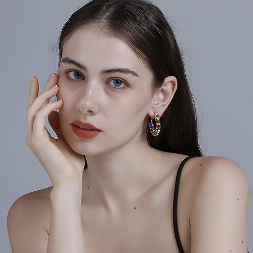 Colorful Beaded Earrings for Women, Boho Flower Hoop Earrings2