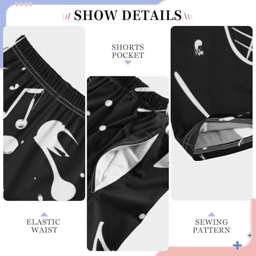 ZZXXB Music Note Print Boys Long Pants Soft Trousers Elastic Waist Kids Lounge Bottoms with Pockets S-XL4