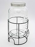 LEYENDAS Tarro con Grifo Dispensador de Cristal de 3L. Tapa de Metal. Base de Metal Negro Resistente. Medidas: 16.5x31.5 cm