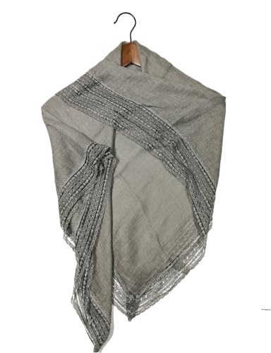 Shanlin Cotton Blend Solid Color Square Scarves with Lace (39.3"x39.3")3