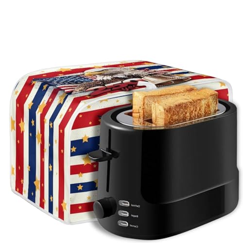 Image of 2 Slice Toaster Oven Dust Protection Cover 250 Years Celebration American Flag Eagle Toaster Bread Machine Cover July 4th USA Independence Day Decor