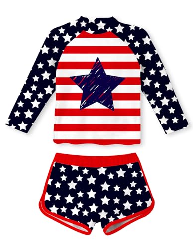 Image of Vogseek 4-10T Girls Rashguard 2 Pieces Long Sleeve Swimsuit Swimwear with Shorts