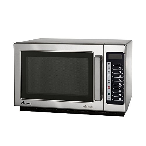 Amana RCS10TS 1000 Watt Stackable Countertop Commercial Microwave with Push Button Controls for Restaurant Buffet Catering Service | 1.2 Cu. Ft, 22'W x 19'D x 13-7/8'H, Stainless Steel, 120v, NSF