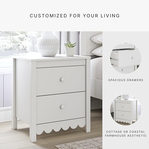 Signature Design by Ashley Hallityn Minimalist 2 Drawer Nightstand, Smooth-Gliding Drawers, Wood, 21.34" W x 15.94" D x 24.37" H, Matte White Finish - Image 5