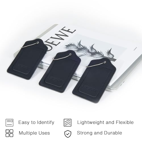 Luggage Labels Premium Travel Suitcase Tags for Baggage Easy to Write Waterproof with Name ID Card for Man Women (Black)4