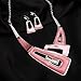SFE Irregular Enamel Triangle Shape shell Collar Bib Bohemian Boho Statement Necklace Earrings Fashion Costume Jewelry Set for Women (Light Pink-Platinum Plated)