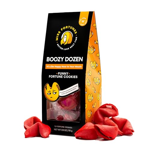 Miss Fortunes, Funny Fortune Cookies, The Boozy Dozen, It's Like Happy Hour In Your Mouth! A Great Gift or Party Starter, Written by Professional Comedy Writers (Bag of 12 Individually Wrapped Cookies)
