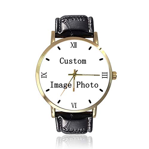 Customize Wrist Watches Made Your Own Photo Text Black Strap Watches Personalized Gifts for Men Women Family Boyfriend Girlfriend