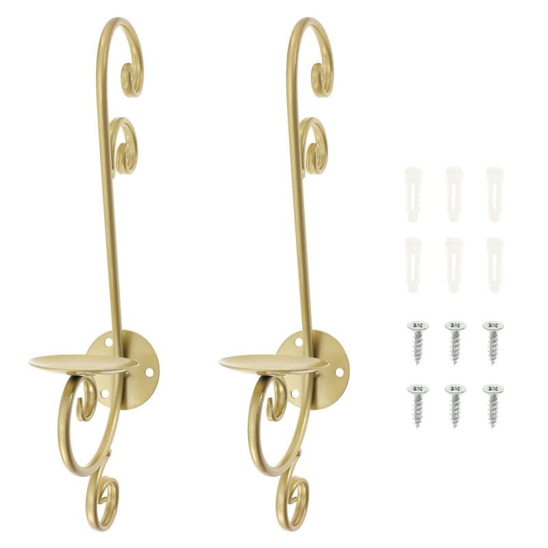 OUZVI Display Candelabra 2 Pcs Candle Sconces Antique Wall Mounted Decor Black Golden Metal Candle Holder Decorative for Living Room Farmhouse Fireplace Decoration Candle Holde
