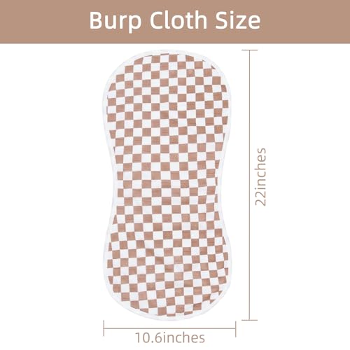 Image of LifeTree Muslin Baby Burp Cloths Sets for Unisex - 2 Pack Large 70% Viscose from Bamboo and 30% Cotton Burping Cloths for Newborn, Baby Girls and Boys (Checkered)