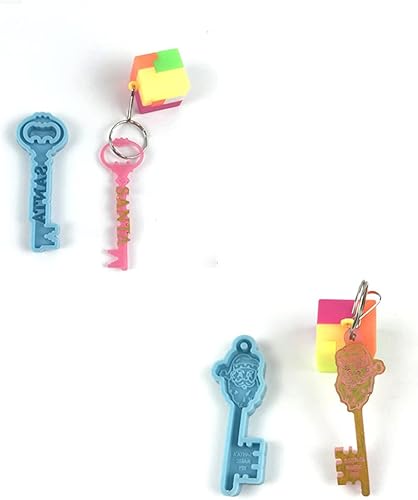 Miniatura 2 de appuivbt Moldes de resina de silicona en forma de llave de Papá Noel de Navidad colgantes de resina epoxi para hacer joyas