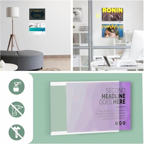 Wandhalterung, A5, selbstklebend, für Schilder, für Geschäfte, Restaurants, Lokalbars, Büros (Querformat A5)