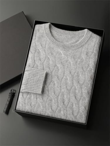 Men’S Chunky Cable Knit Crew Neck Jumper Long Sleeve Business Casual Soft Warm Pullover Sweaters4