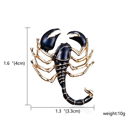 Image of Scorpion Enamel Pin Black Gold Scorpion Insect Brooch Personality Corsage Bouquet Lapel Pin Scarf Shawl Decoration Accessories for Women Men