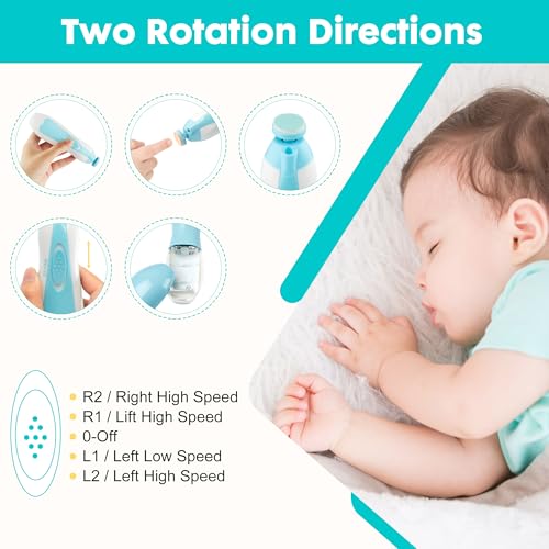 Baby Nail Trimmer File with Light Safe Electric Nail Clippers Kit for Newborn Infant Toddler Kids Toes and Fingernails Care, Polish and Trim Battery Operated (AA)