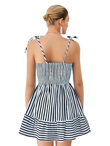 Image of SweatyRocks Women's Striped Sleeveless Spaghetti Strap Mini Dress V Neck A Line Short Sundress