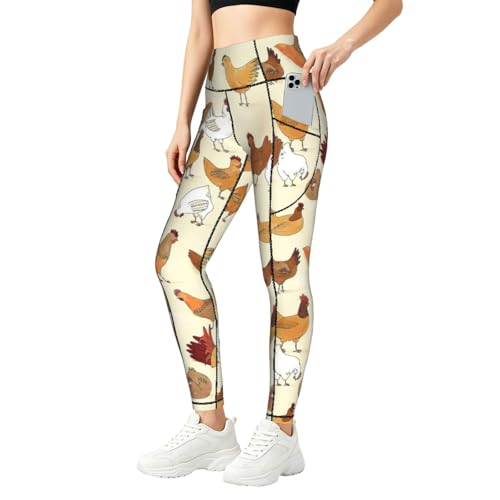 Leggings estampados de A Brood of Chickens para mujer con bolsillos