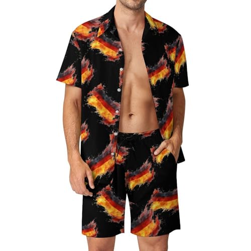Conjunto de camisa de botones y pantalones cortos de playa de hombre con bandera alemana