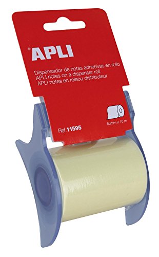 APLI 11595 - Rollo dispensador de nota adhesiva 60 mm x 10 m color amarillo